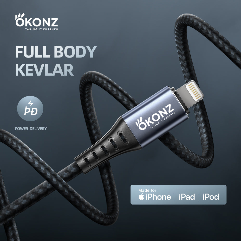 Kevlar MFI Certified USB-C To Lightning Cable OKONZ